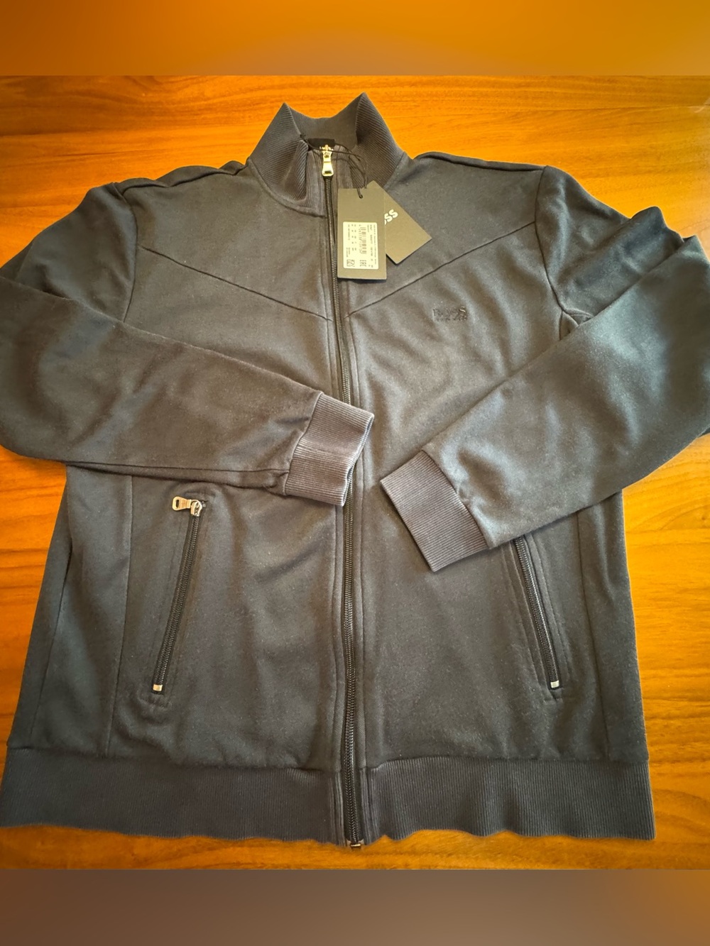 Hugo Boss Full Zip, Stand-Up Collar Charcoal Gray Jacket/Sweater, Size M. NWT